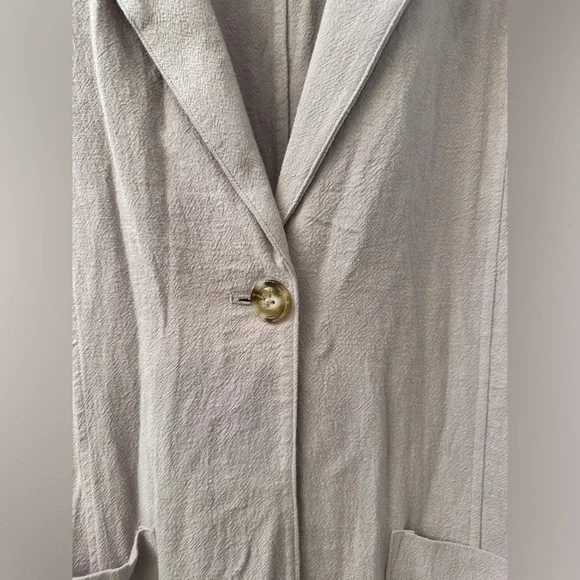 Sigrid Olsen Linen Blend Duster Coat Soft Blush Lightweight Jacket Size M - Picture 8 of 13
